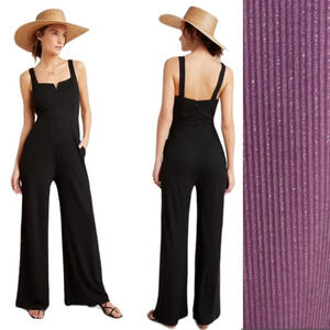 NWT L*Space Wide Leg Vera Ribbed Jumpsuit Coverup in Iris Size Small